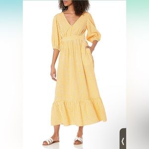 THE DROP Calie v neck puff sleeve dress